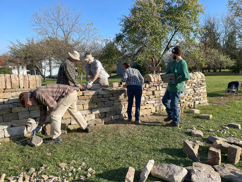 Two day outdoor drystone wall workshop in progress